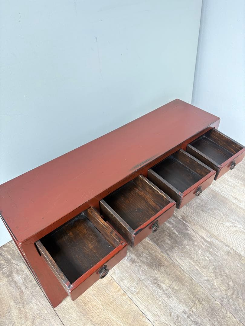 朱塗り　引き出し　収納　中国　小さな収納