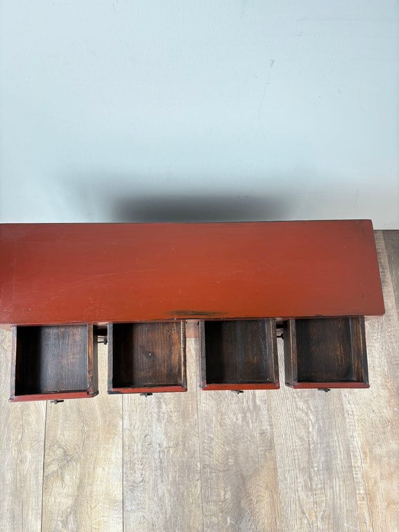 朱塗り　引き出し　収納　中国　小さな収納