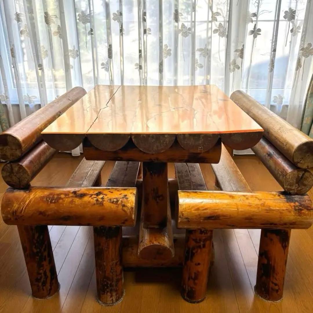 21日までの出品　丸太　ダイニングテーブル