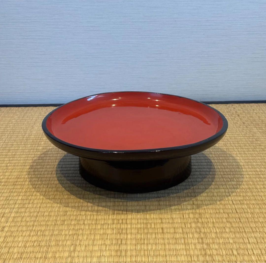 会津盆 3客 直径34.7cm 丸盆 高足膳 古民芸 煎茶盆 花台