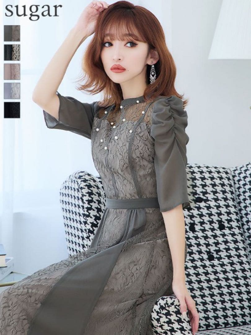 【匿名発送】VANESSA HEART＊パフスリーブミモレ丈ワンピース