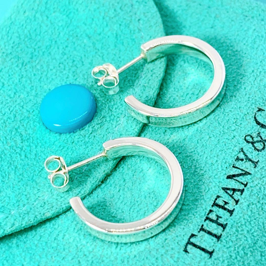 美品 ティファニー 1837 ナロー フープ ピアス キャッチ社外品 シルバー