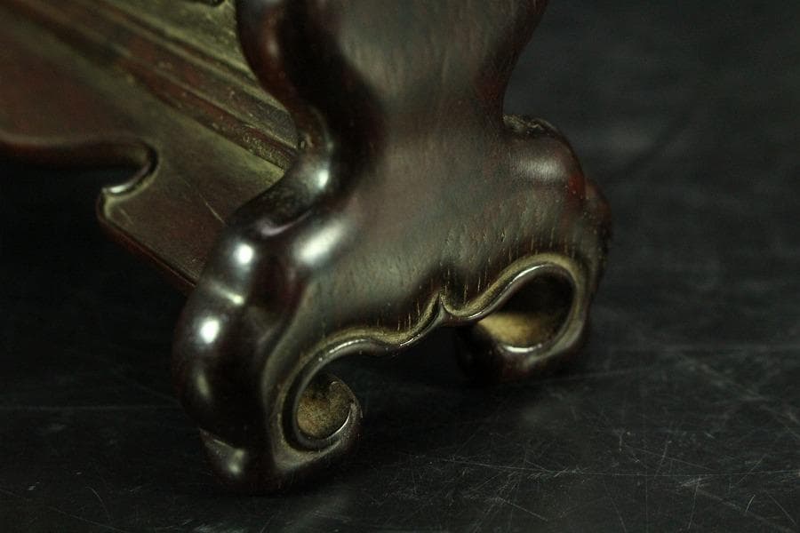 唐物 中国美術 紫檀台 葡萄木 硯屏 文房四宝(K-A864)