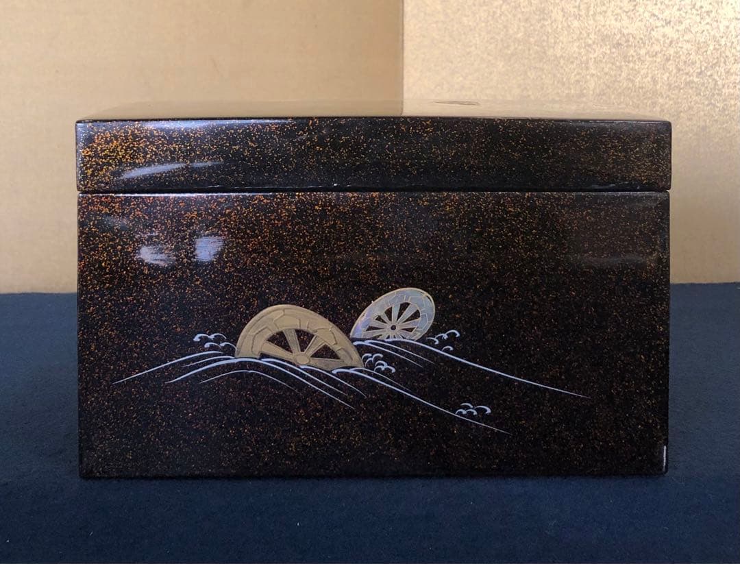 ❗️割引《R》茶道具 梨地 波車蒔絵 螺鈿 青貝 茶箱 木製漆器　250729F2