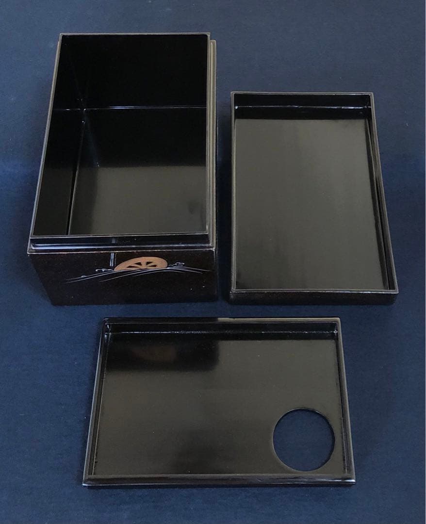 ❗️割引《R》茶道具 梨地 波車蒔絵 螺鈿 青貝 茶箱 木製漆器　250729F2