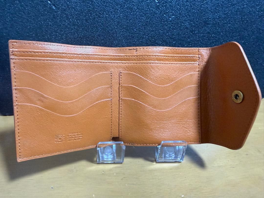 【未使用】イルビゾンテ がま口 二つ折り財布 キャラメル（ヤキヌメ）タグ・袋付