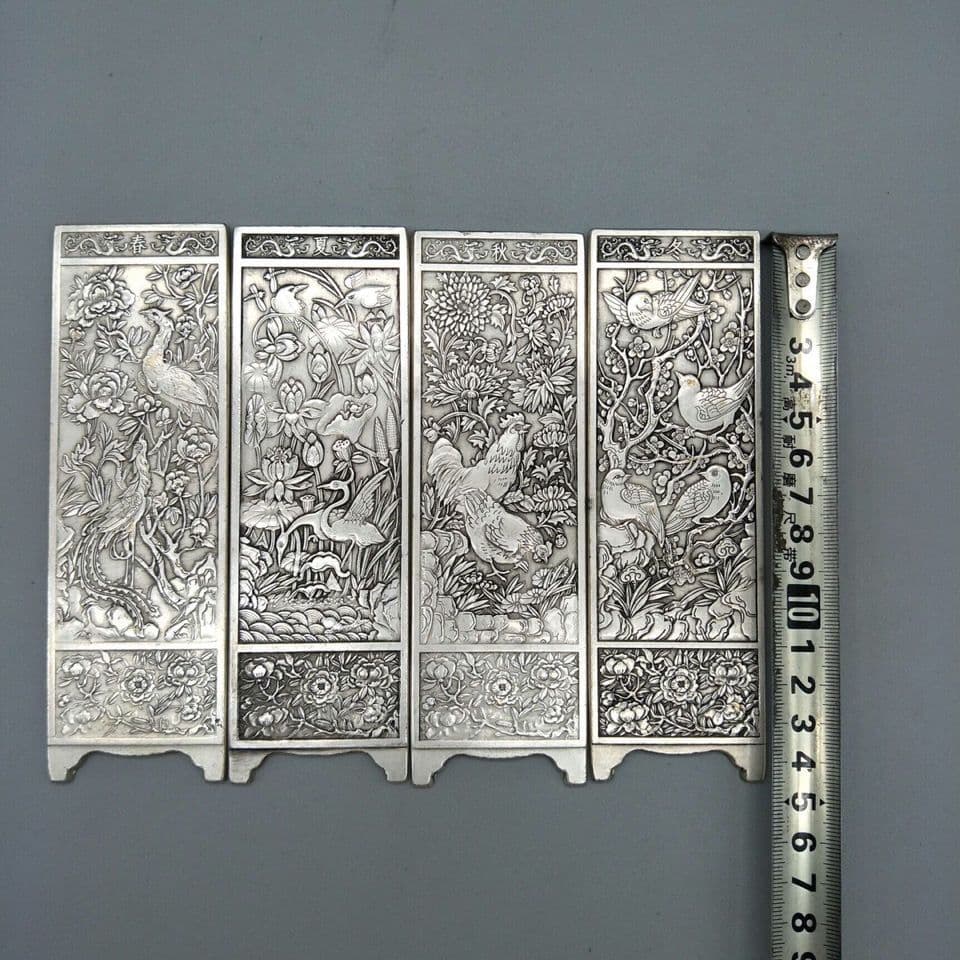 4枚屏風 春夏秋冬 希少 美品 コレクション 装飾品 工芸品美術品 置物