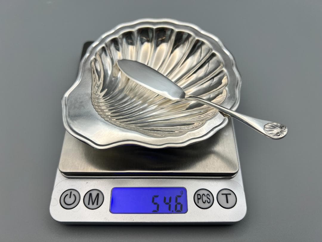 日出島　銀製　刻印　シルバートレイ　バターナイフ　シェル型トレイ　総重量約54g