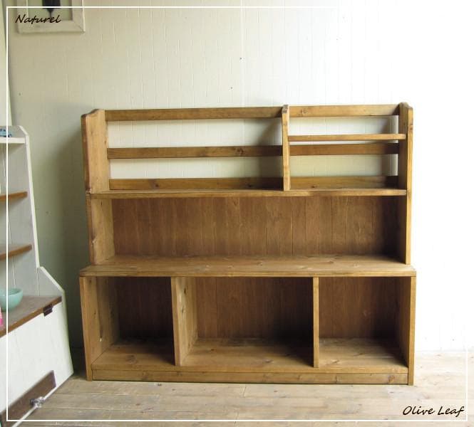 サイズオーダー可！●超ワイドラックW114●ナチュラルブラウン無垢材●受注製作