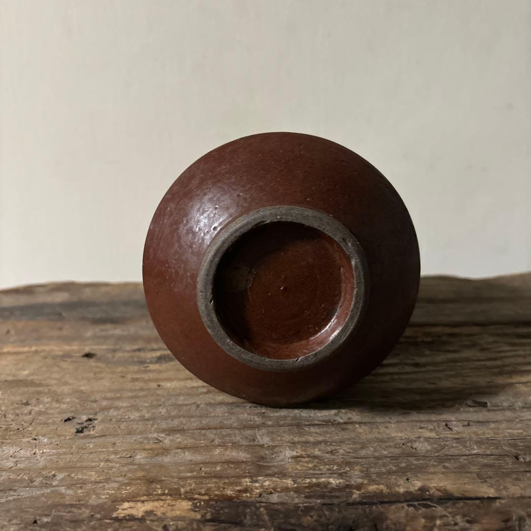 大堀相馬鉄釉もしくは古丹波天目釉徳利　古陶磁.骨董.アンティーク.花入.古民芸