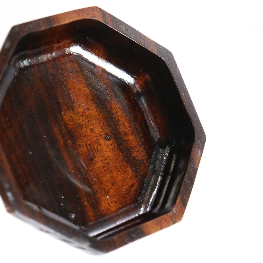 福田慶造作 黒檀 八角香合 共箱 茶道具　C152　1F20