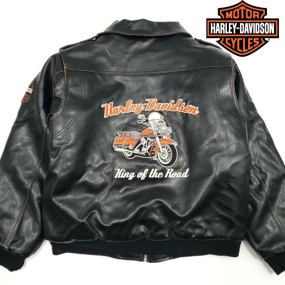 背面ビッグロゴ刺繍◆ハーレーダビッドソン◆PVCライダースジャケットSJ1444
