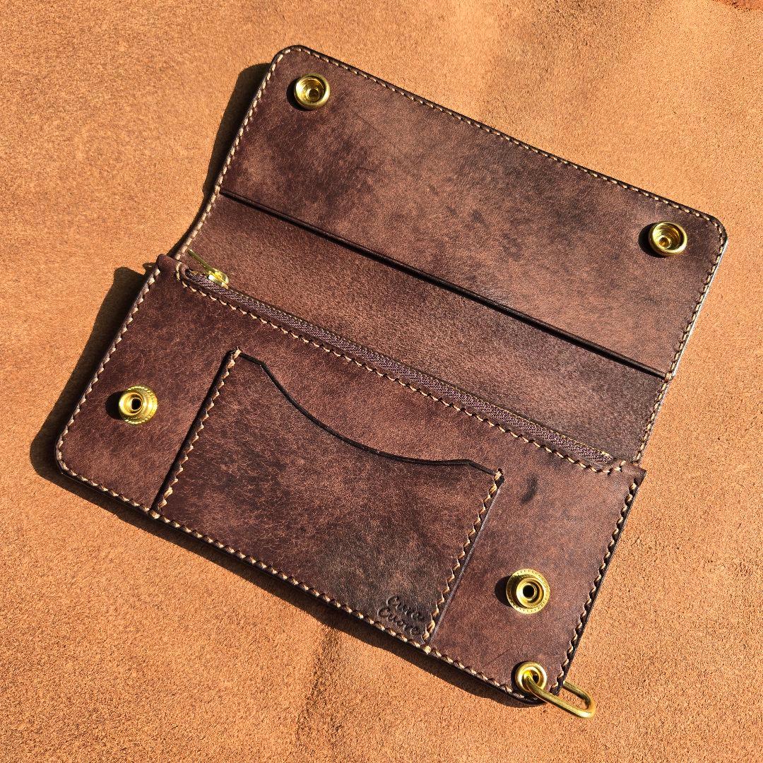 147ロング　トラッカーウォレット　イタリアンレザーMARGOT【ダークブラウン