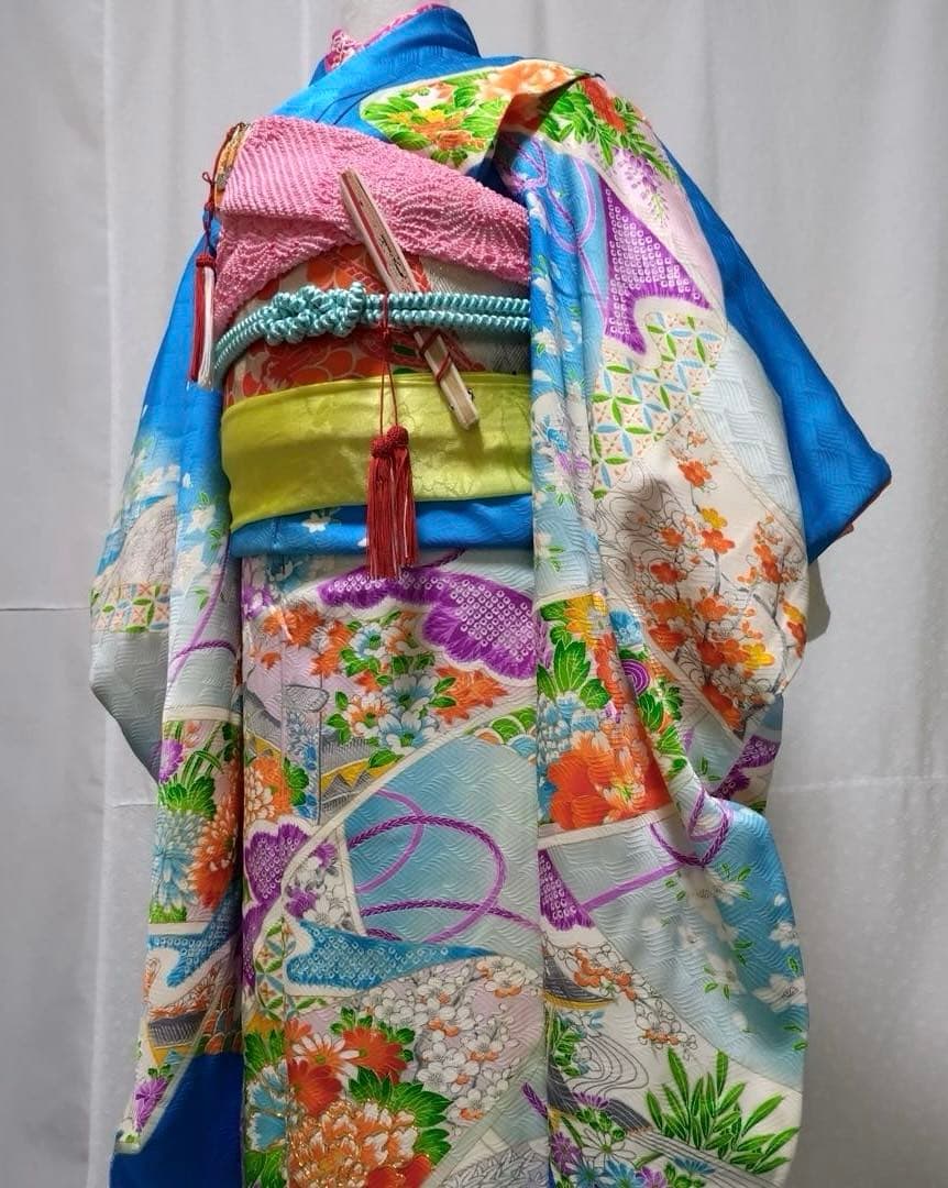 七五三　7歳　女の子　正絹着物　袋帯、長襦袢、小物セット