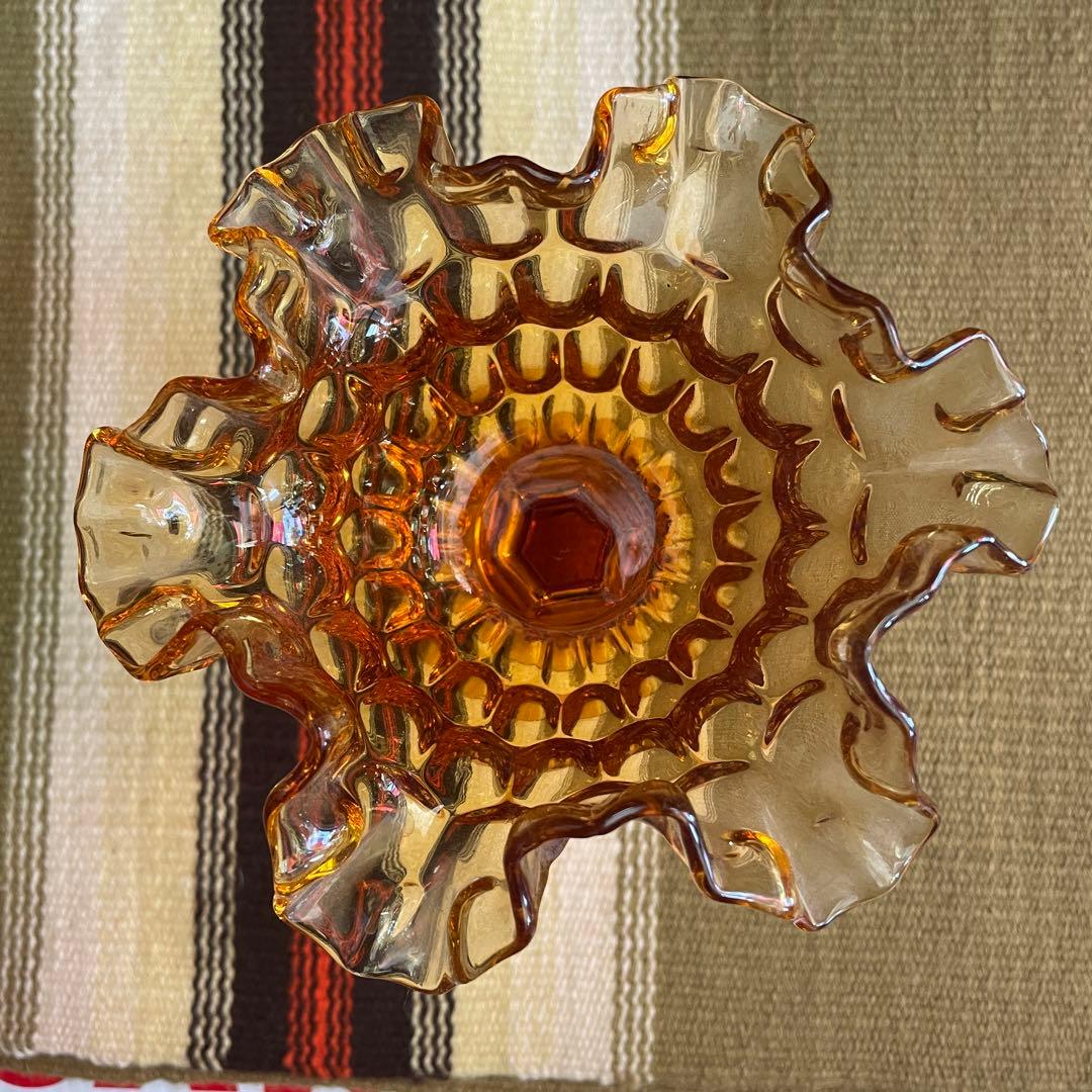 60s〜70s オールドフェントンFenton アンバーガラス置物アンティーク