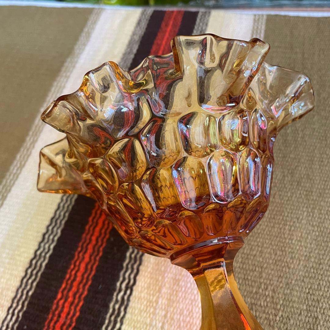 60s〜70s オールドフェントンFenton アンバーガラス置物アンティーク