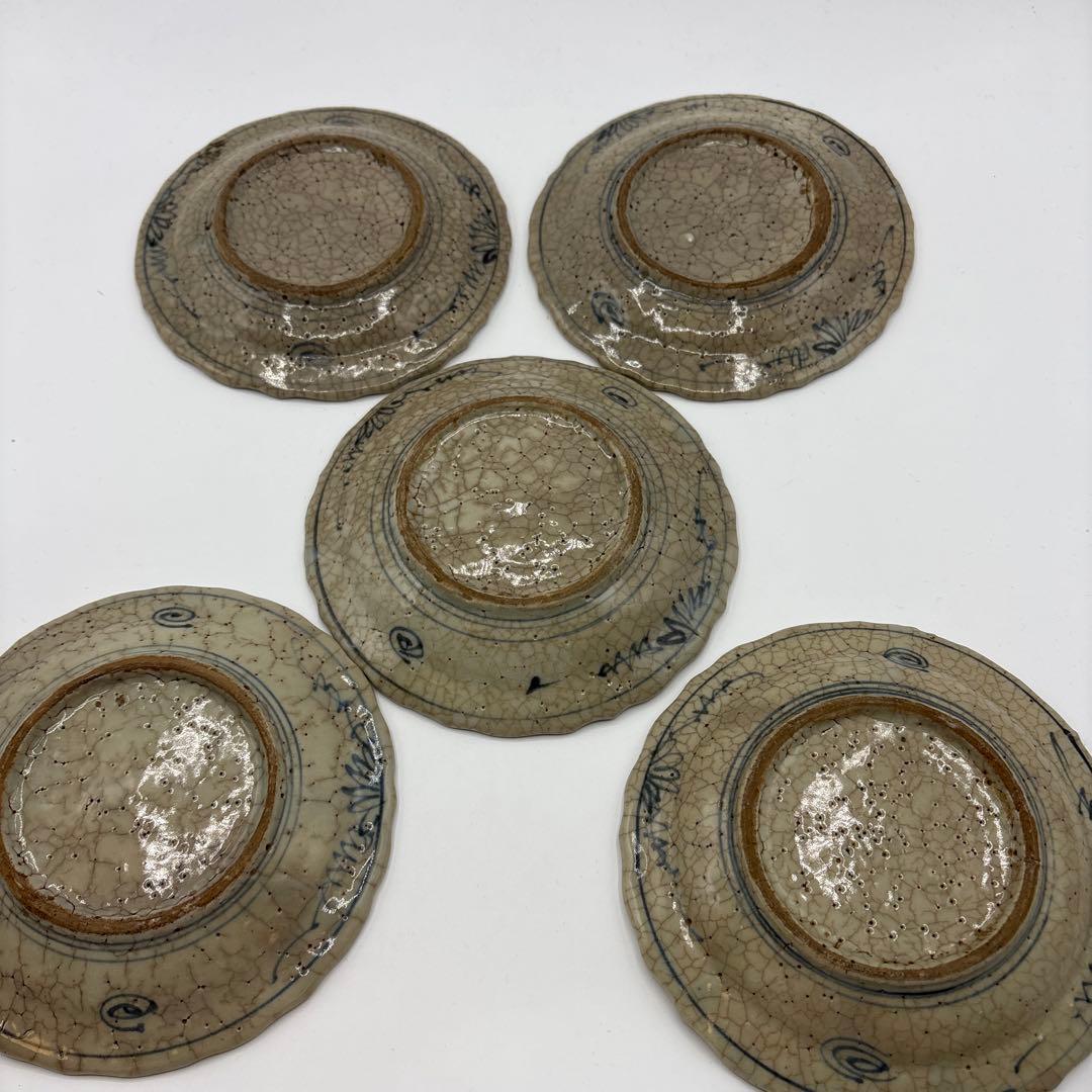 中国古陶磁器　呉須染付　絵皿　5枚組