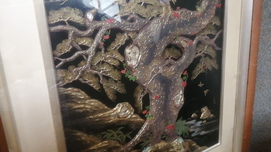 【高級】 額装 金 貝殻 シェル 鳥 骨董 美術品 アンティーク  骨董品 稀少