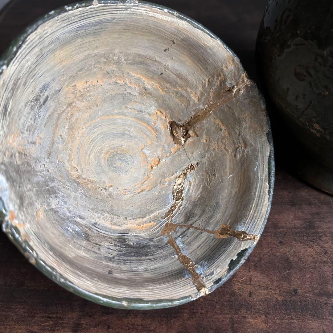 雰囲気良し　須恵器　緑釉　蓋物　古陶磁　中国美術　時代物