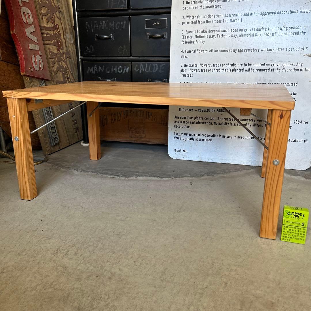 レトロ フォールディング ウッド テーブル 木製 ローサイズ キャンプ 折り畳み