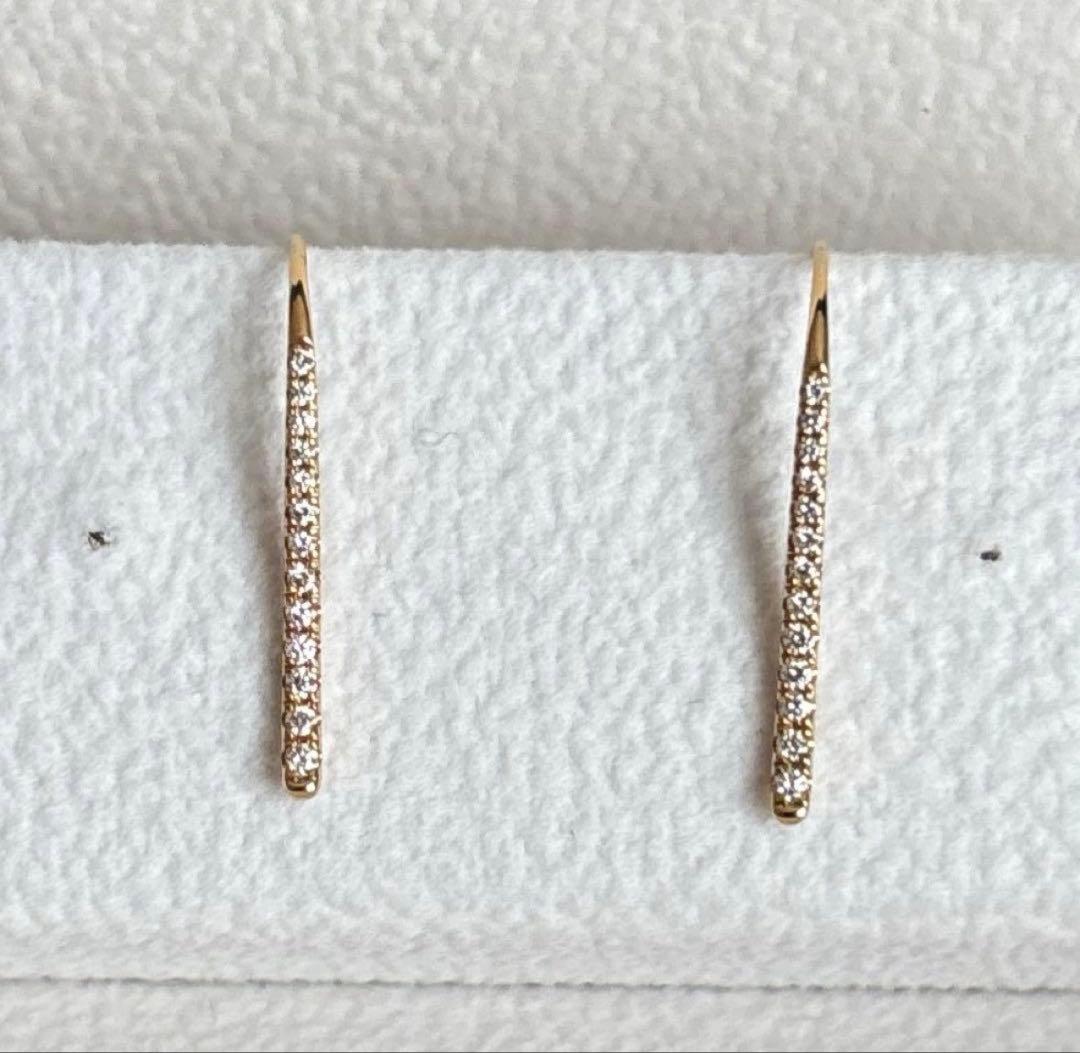 k18 ダイヤモンド　フックピアス　片耳0.07ct