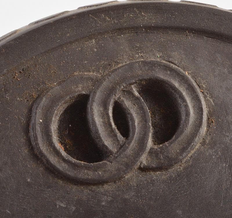 中国　書道具　端渓　刻漢詩文　太鼓形　硯　M　R5107