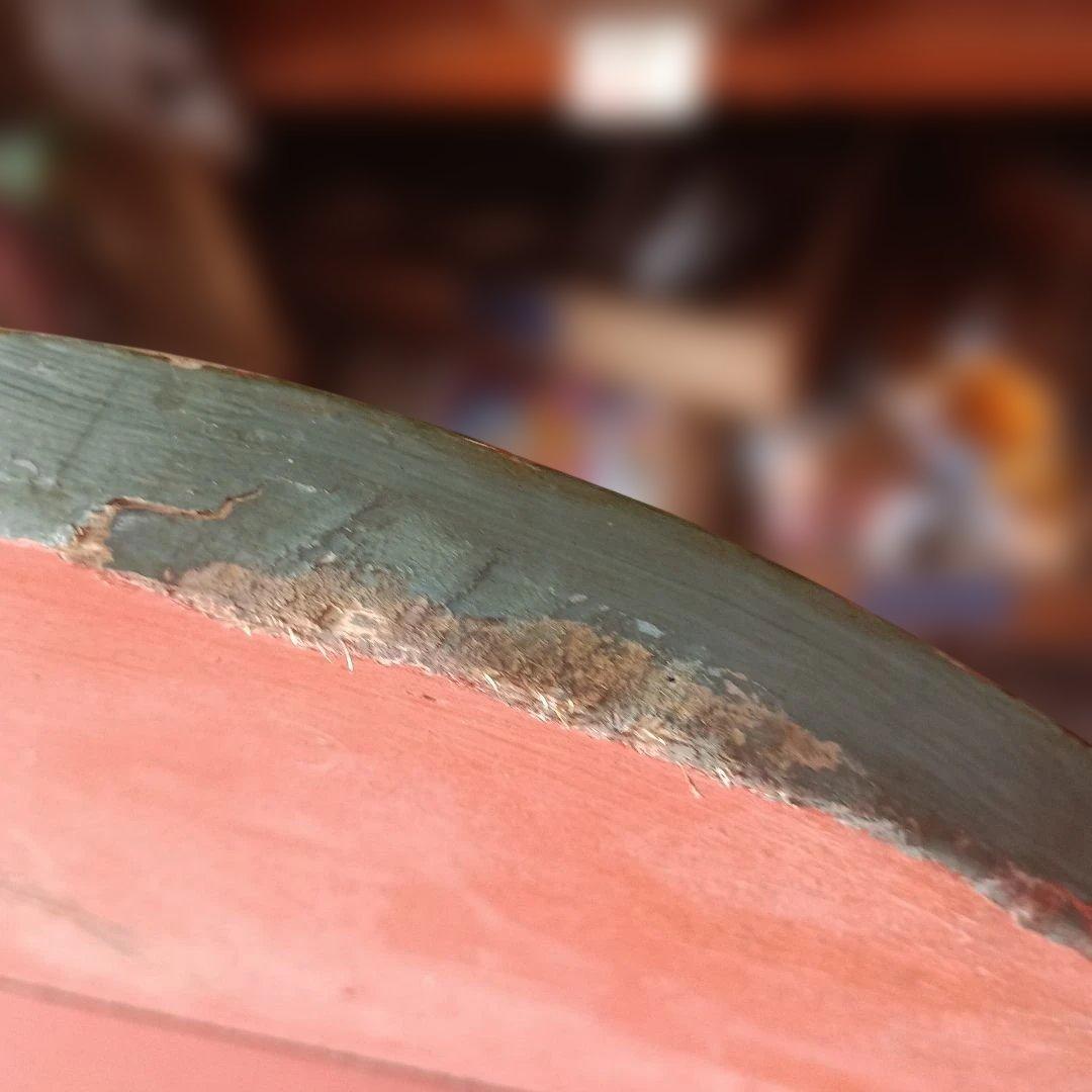 4437）アンティーク　ライティングデスク・サイドテーブル　小鳥草花ペイント