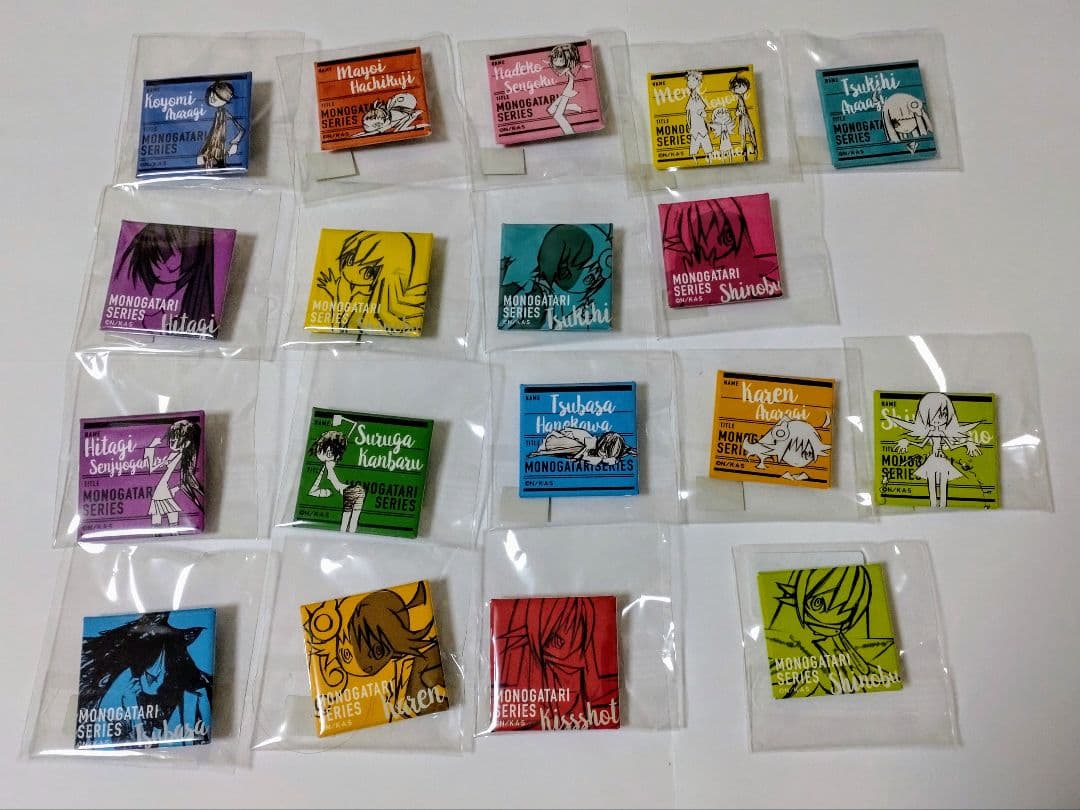 物語シリーズ スクエア缶バッチコレクション1 17種コンプ+1種(特典) 18個