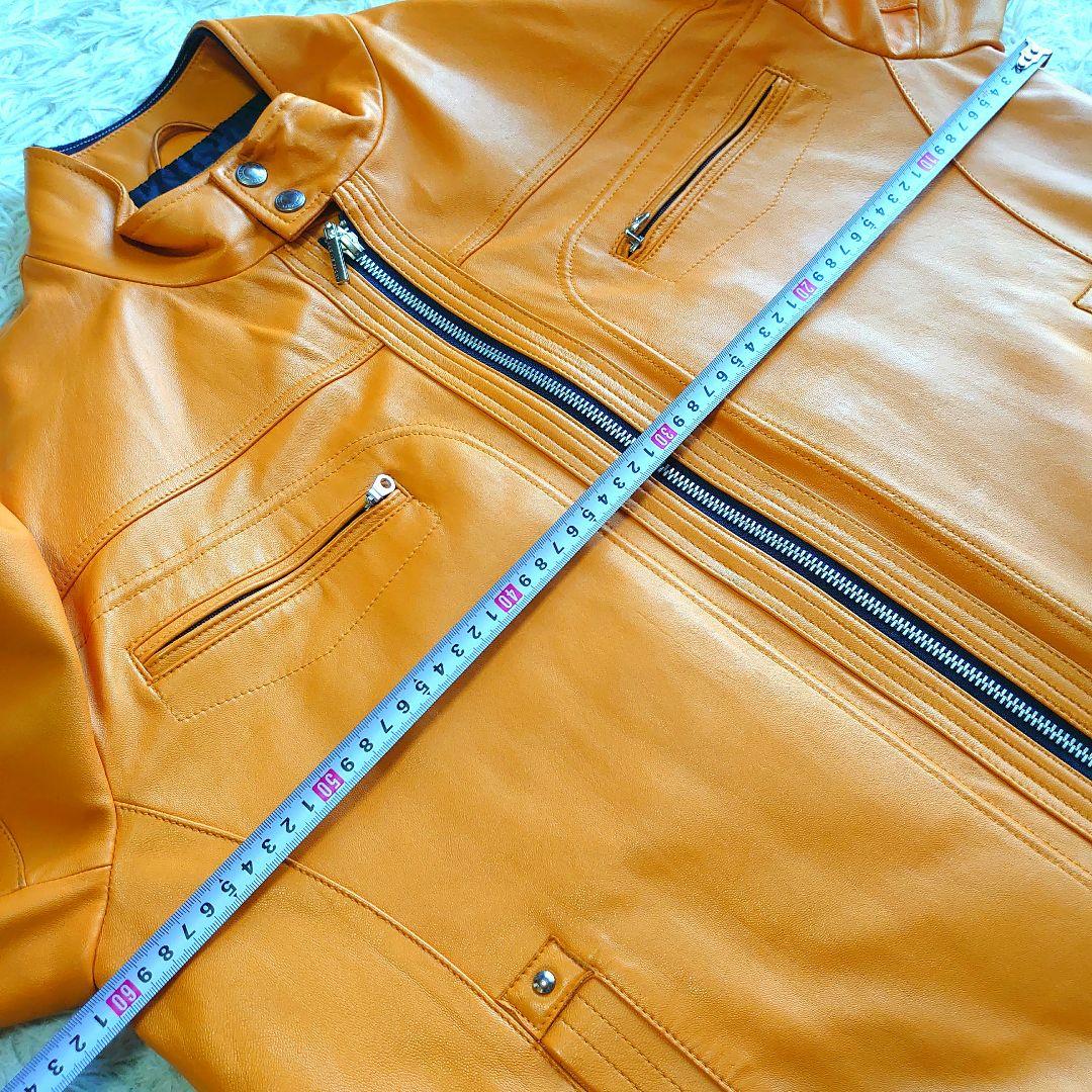 【美品】バジエ シングルライダース 羊革 レザー刺繍 レザージャケット XL