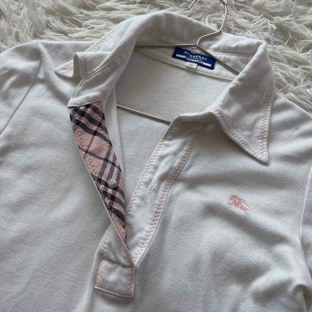 BURBERRY BLUE LABEL 刺繍　ノバチェック　長袖　シャツ