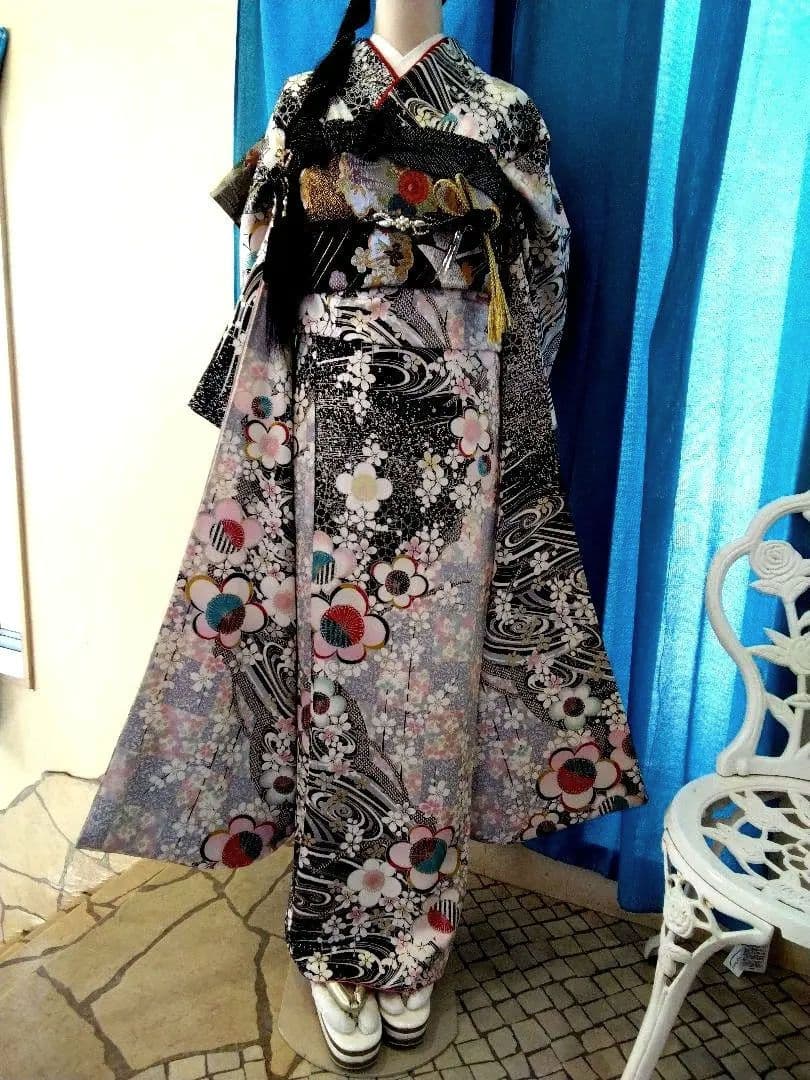 振袖フルセット、正絹振袖成人式、重ね衿帯揚げ帯締め、西陣袋帯、襦袢、ワイドサイズ