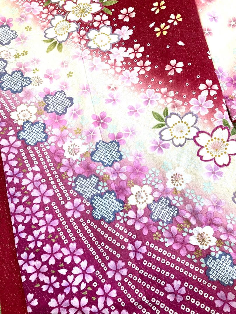 振袖フルセット 7点セット 赤色 振袖袋帯長襦袢重ね衿刺繍半衿帯締帯揚