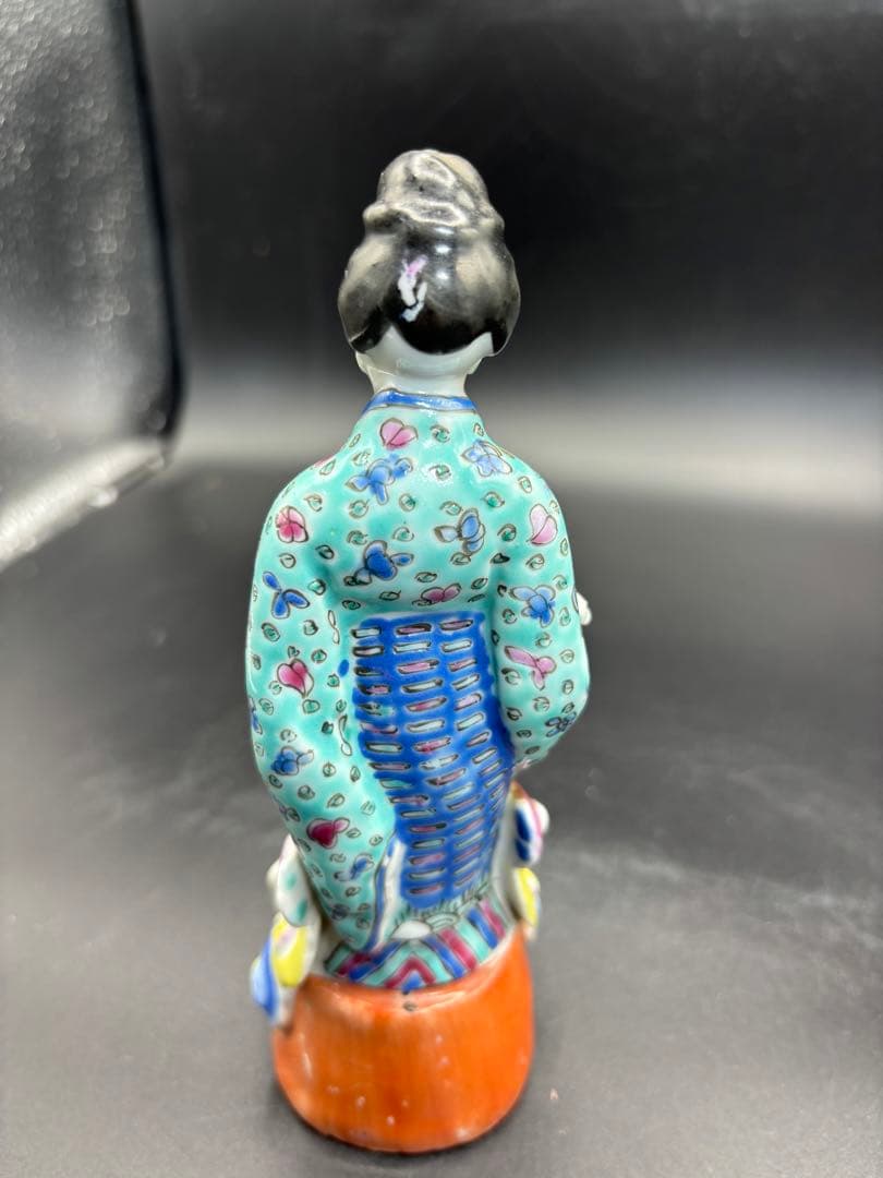 中国美術 古玩 色絵陶人形 陶器人形 高さ約20cm 置物 オブジェ 古董品