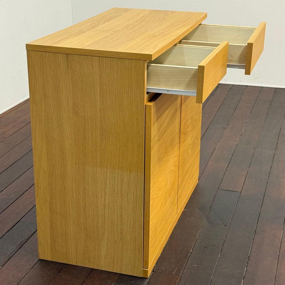 H112K71 無印良品 MUJI 木製キャビネット 木扉 オーク材