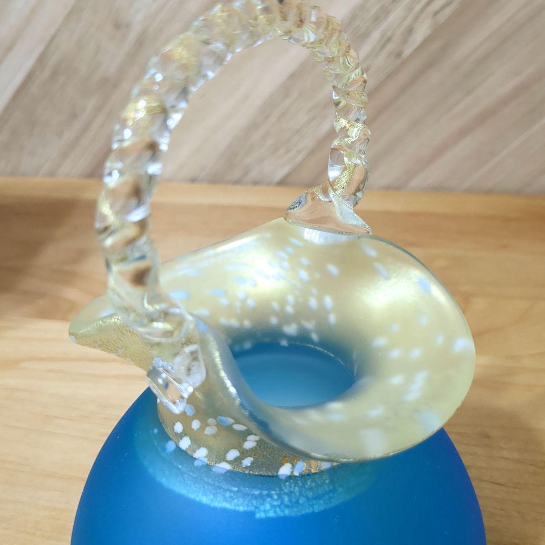 黒木国昭　ガラスアート　 金彩象嵌手付花瓶