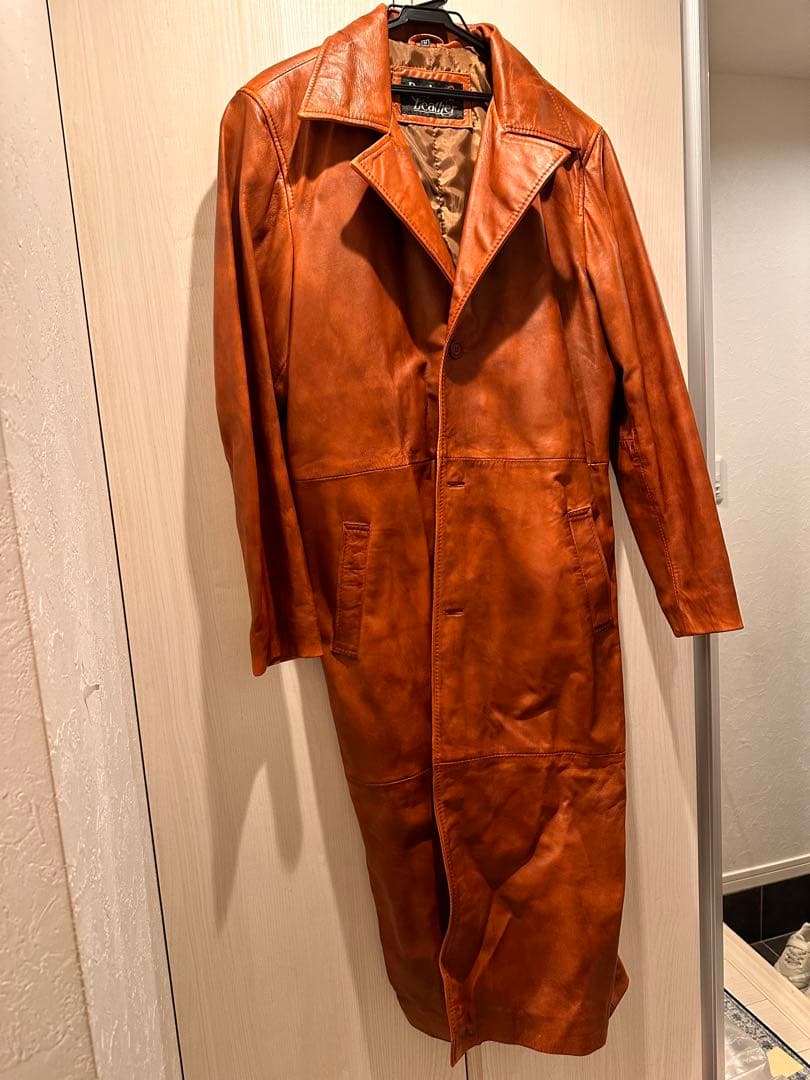 【美品】ブラウン レザー ロングコート