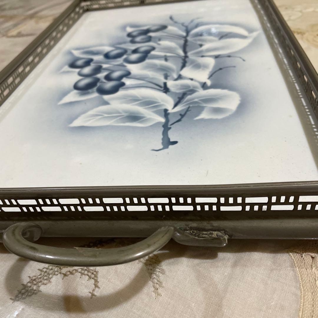 580トレーイギリス陶器のトレーさくらんぼ柄