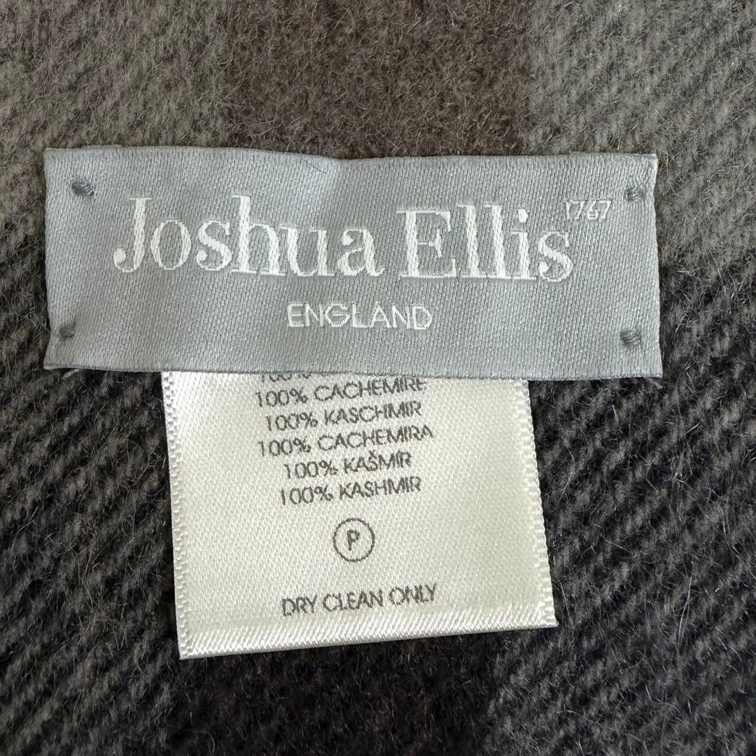 ジョシュアエリス 大判ストール マフラー カシミヤ100% チェック グレー