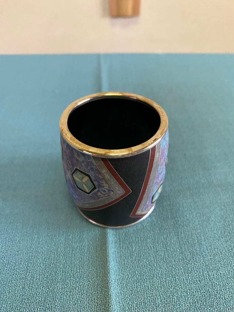 茶道具/蓋置 『亀甲文 いにしえ』泥釉七宝作家 上沼緋佐子