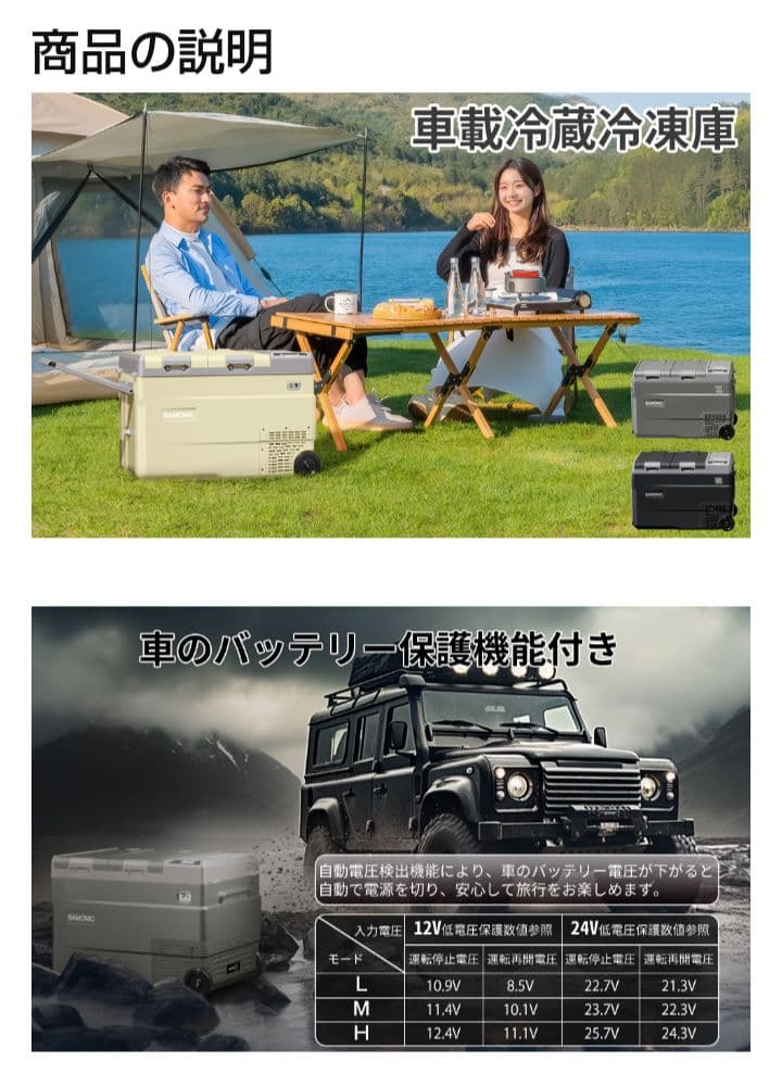 ポータブル冷蔵庫 55L 新品未使用 車載冷蔵庫 モバイルバッテリー付