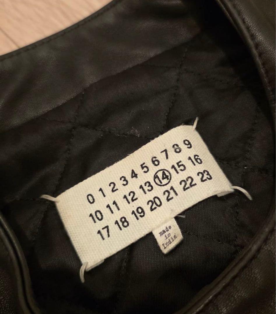 メゾンマルジェラ 八の字 ライダース 5ZIPレザージャケット 48