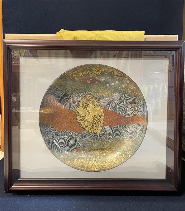 九谷焼　谷敷正人作　陶額雪月花『月』飾絵皿　飾皿　陶板画　額装