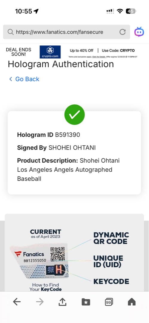 【NIFTY】大谷翔平 直筆サインボール MLB公式&Fanatics