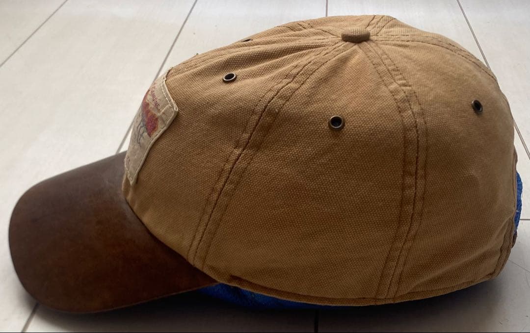 美品 00s RRL 革 レザー キャンバス ダック地 cap キャップ 帽子