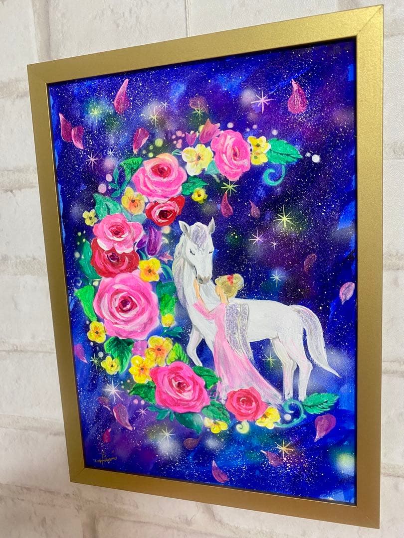 こまち絵画3点　　　薔薇の三日月と白馬