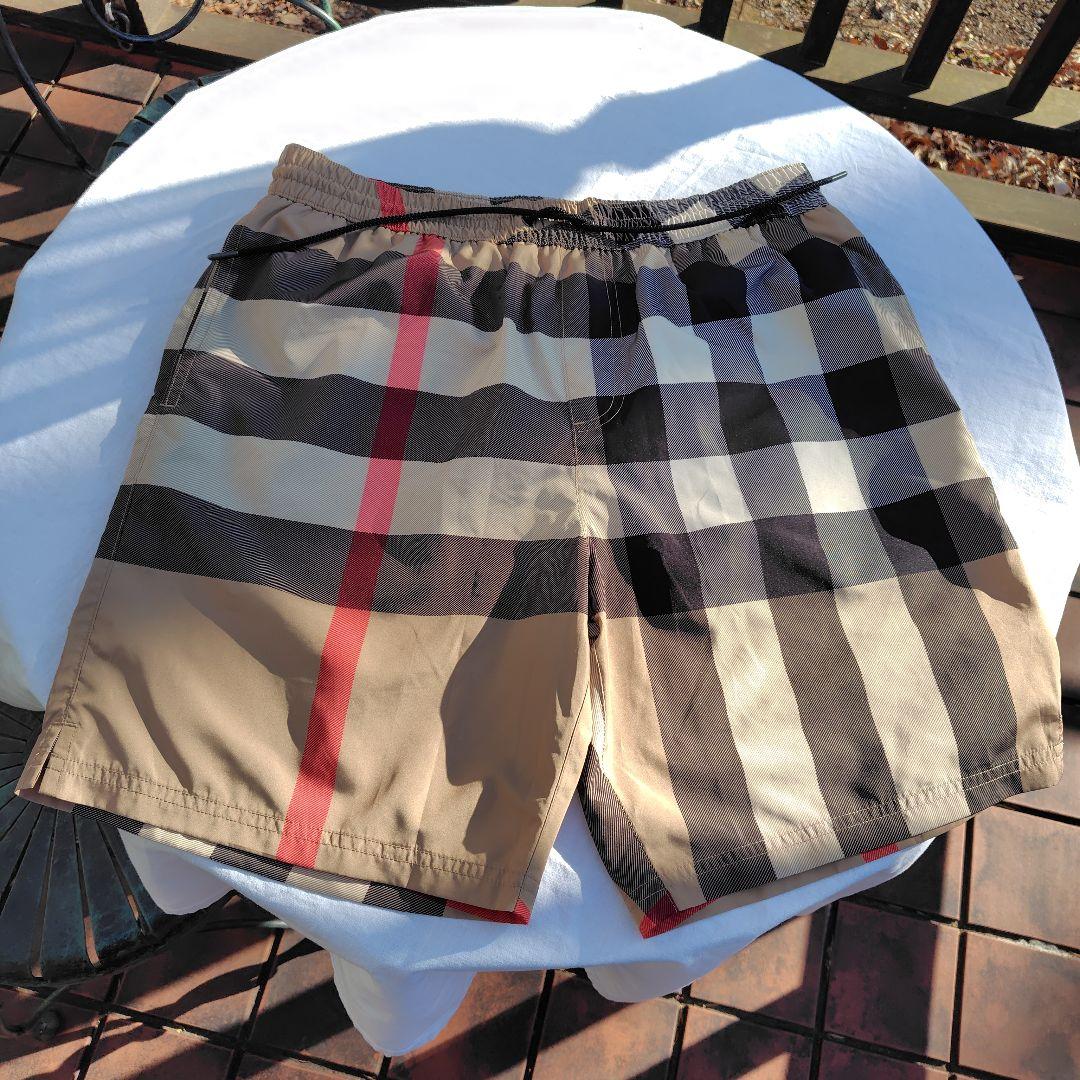 バーバリー スイムパンツ 水着 ノバチェック ベージュ/黒/赤