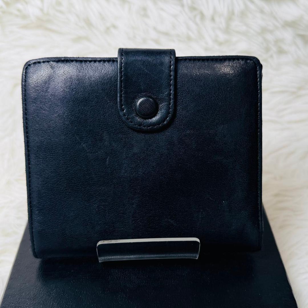 【セール】シャネル　ココマーク　二つ折り財布　黒　ラムスキン　箱付き カードあり