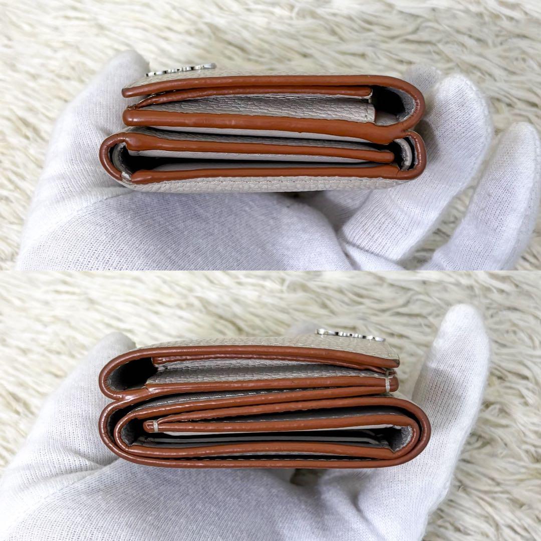 【美品】ロエベ トライフォールドウォレット アナグラム ペブルグレインカーフ