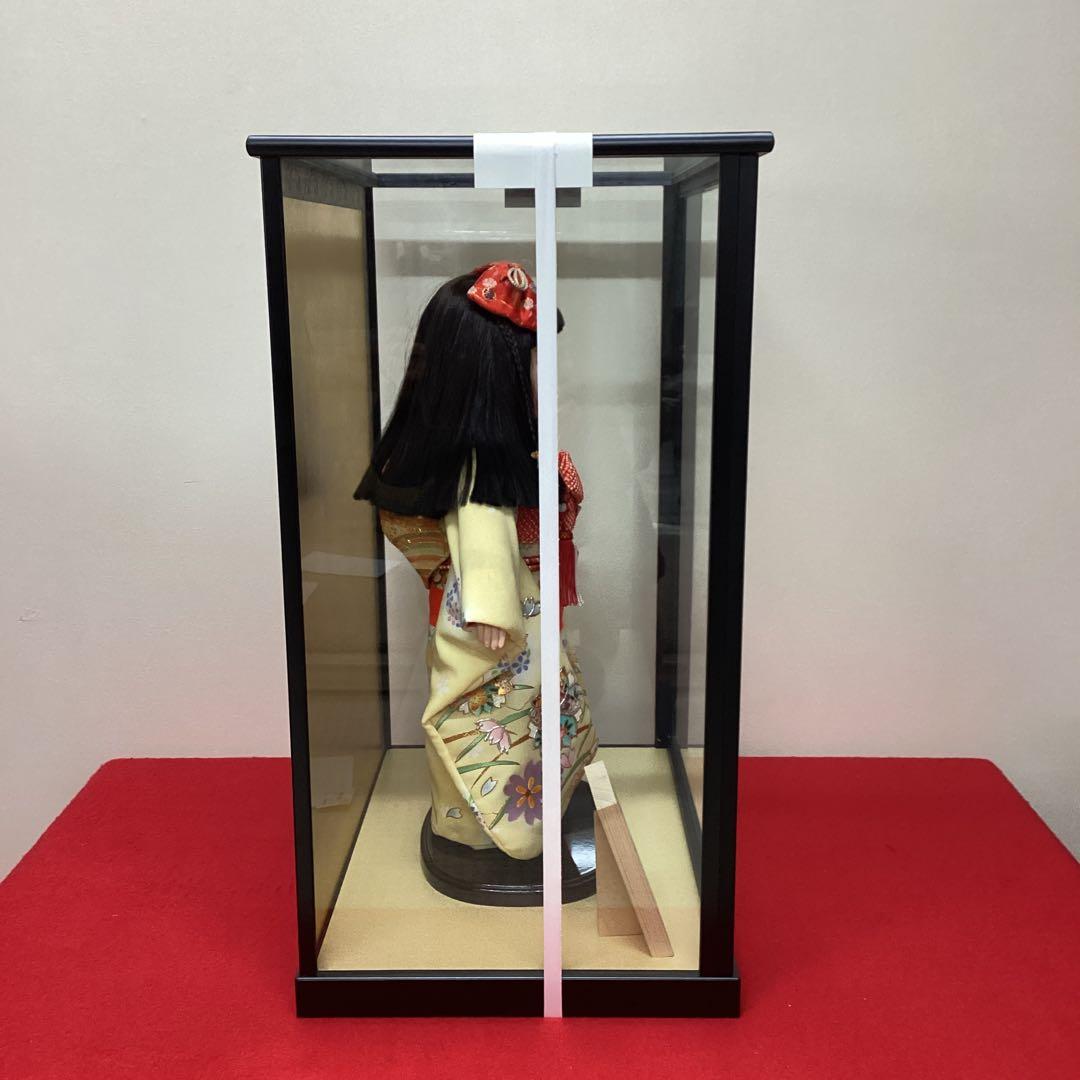 市松人形　栗毛リボン　13号　ケース付き　京友禅　玉雅作