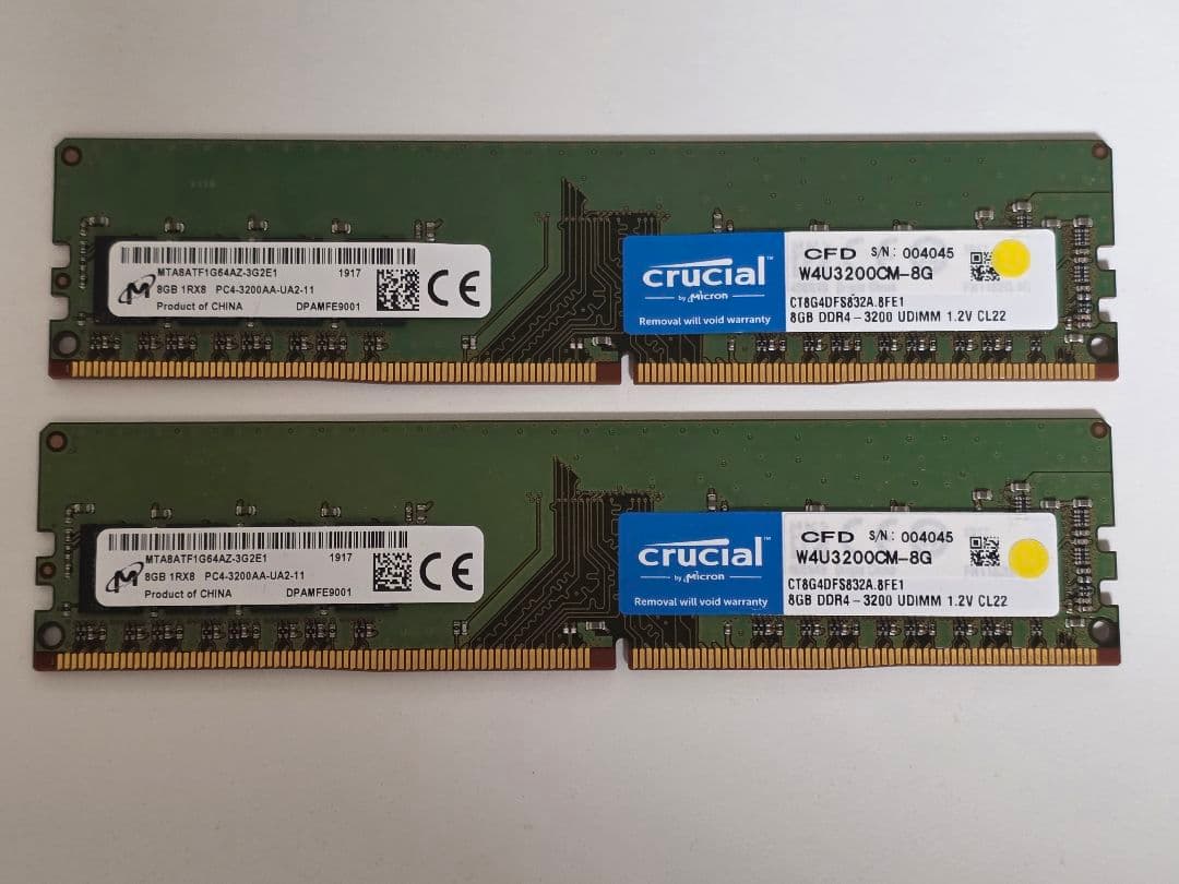 crucial DDR4 メモリー 8GB×2 計16G 3200MHz